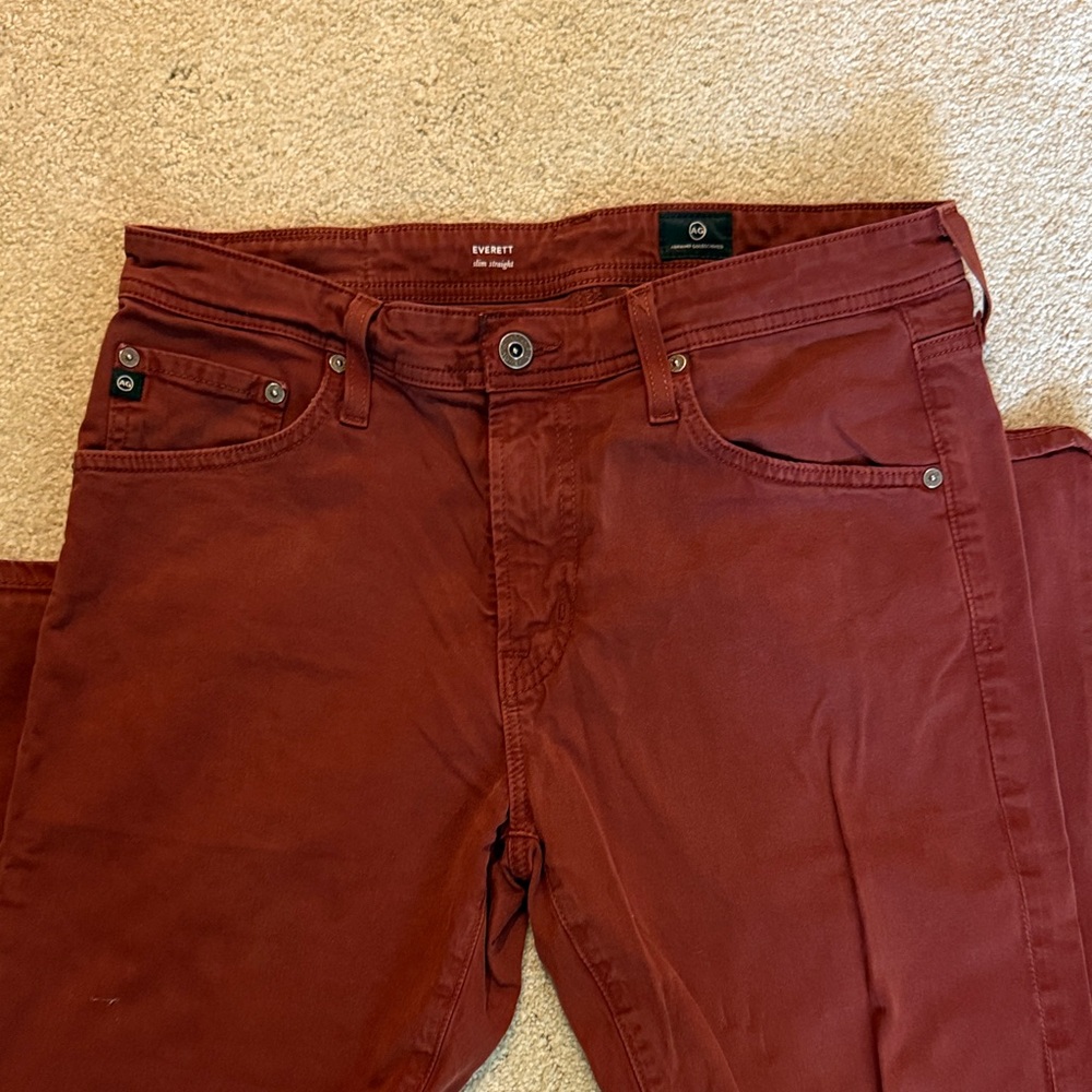Ag Adriano Goldschmied Men's Brick Red Slim Jeans